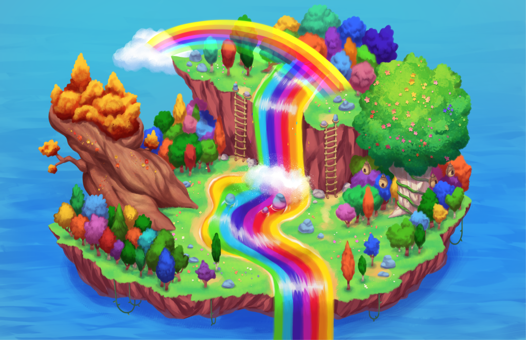 illustration of kaper kit rainbow river