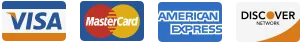 image of credit card logos - visa, mastercard, american express and discover