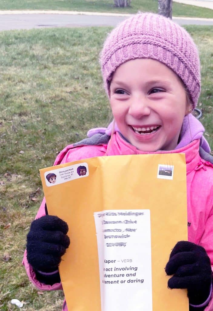 Kaper kid getting her kaper kit in the mail