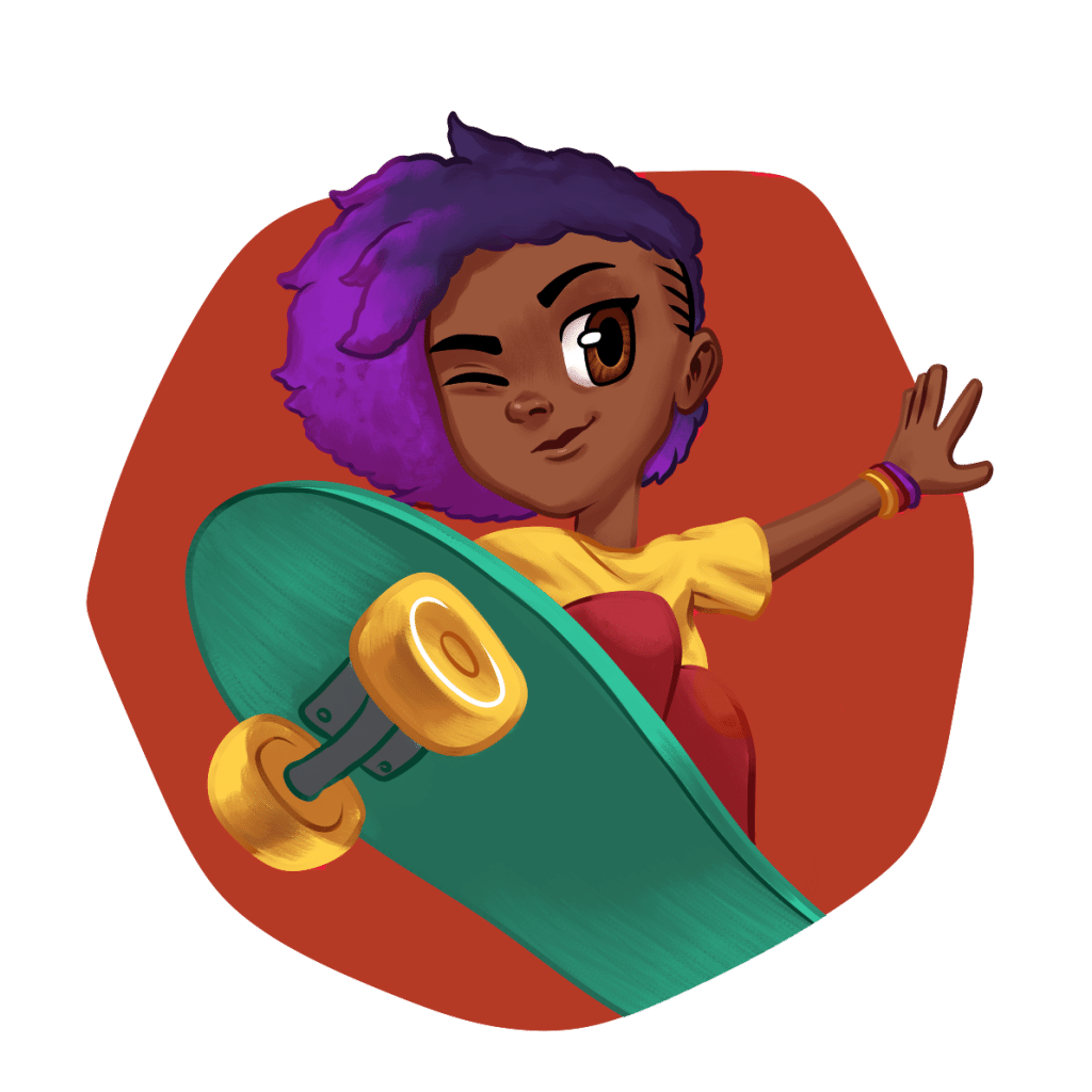 illustration of a girl on a skateboard