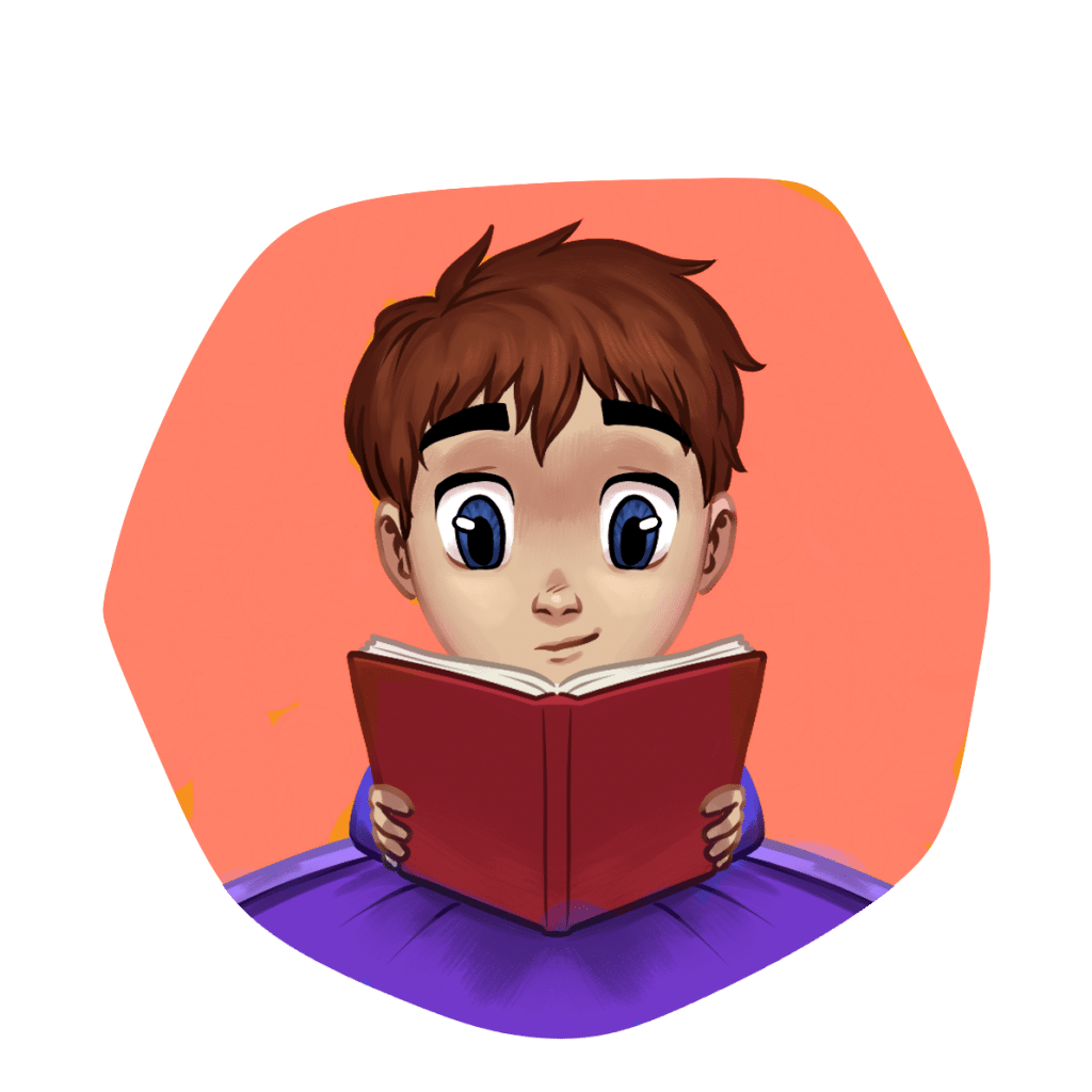 illustration of a boy reading a book